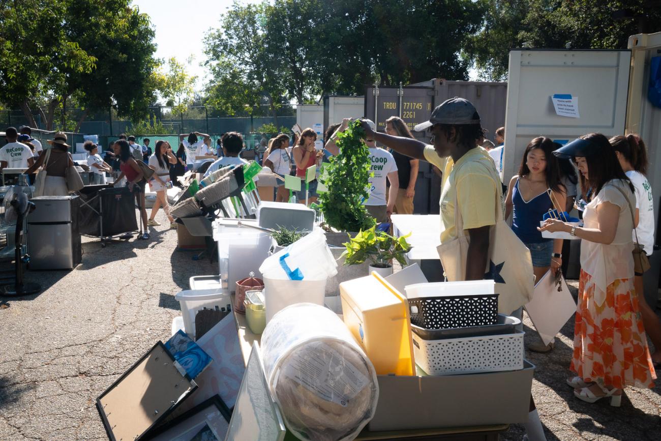 Students look through Recoop donations