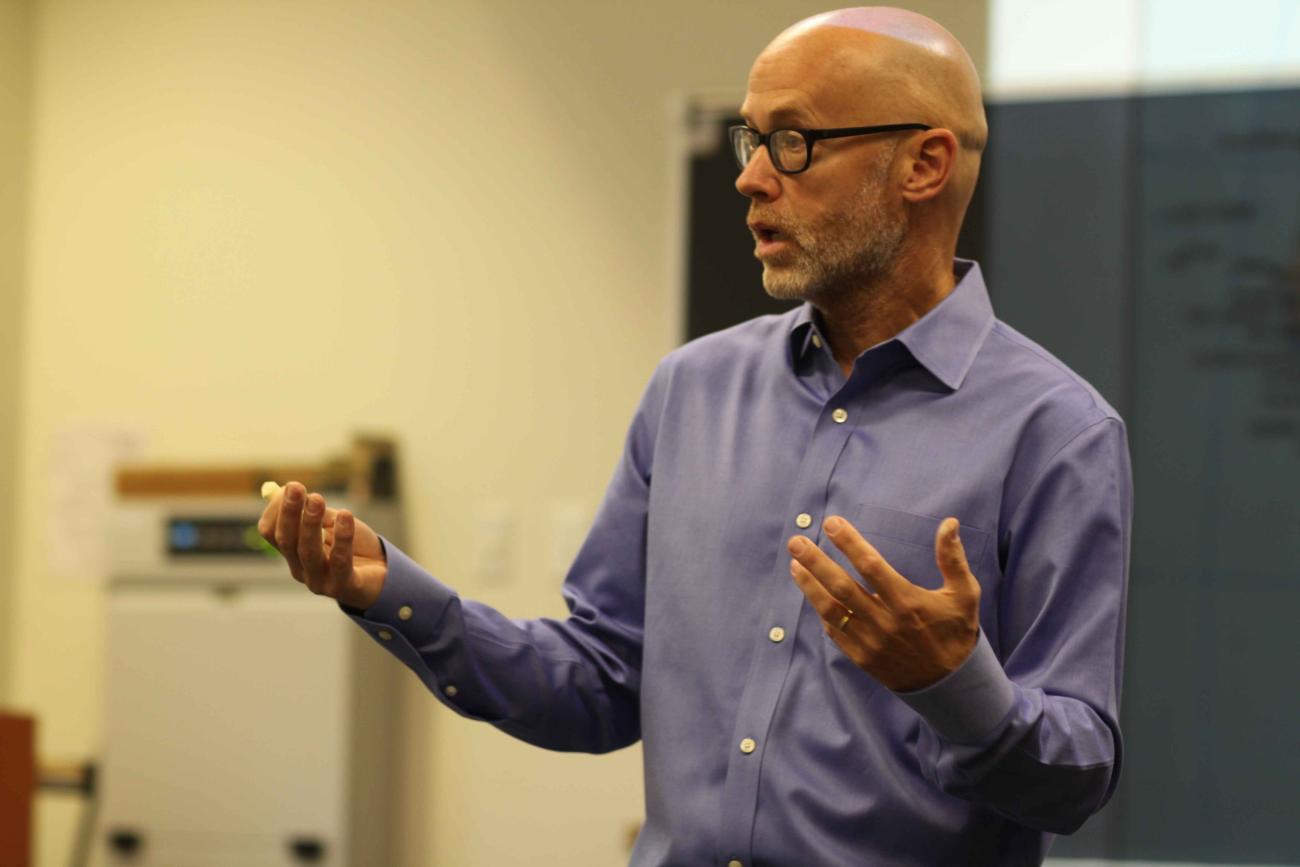 Pomona College Prof. Pierre Englebert teaching a class in Fall 2013