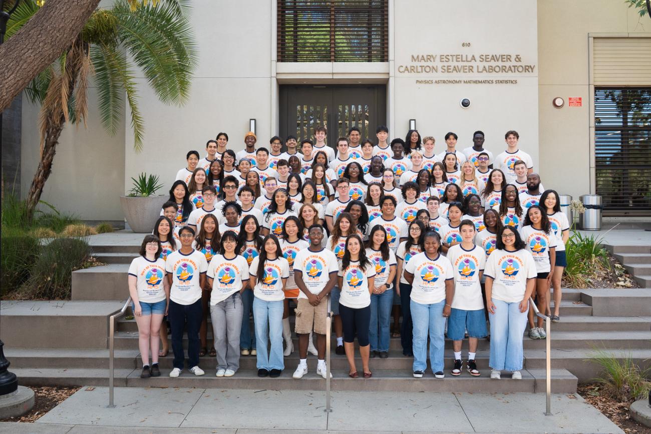 The RAs of Pomona on the steps of Seaver Laboratory