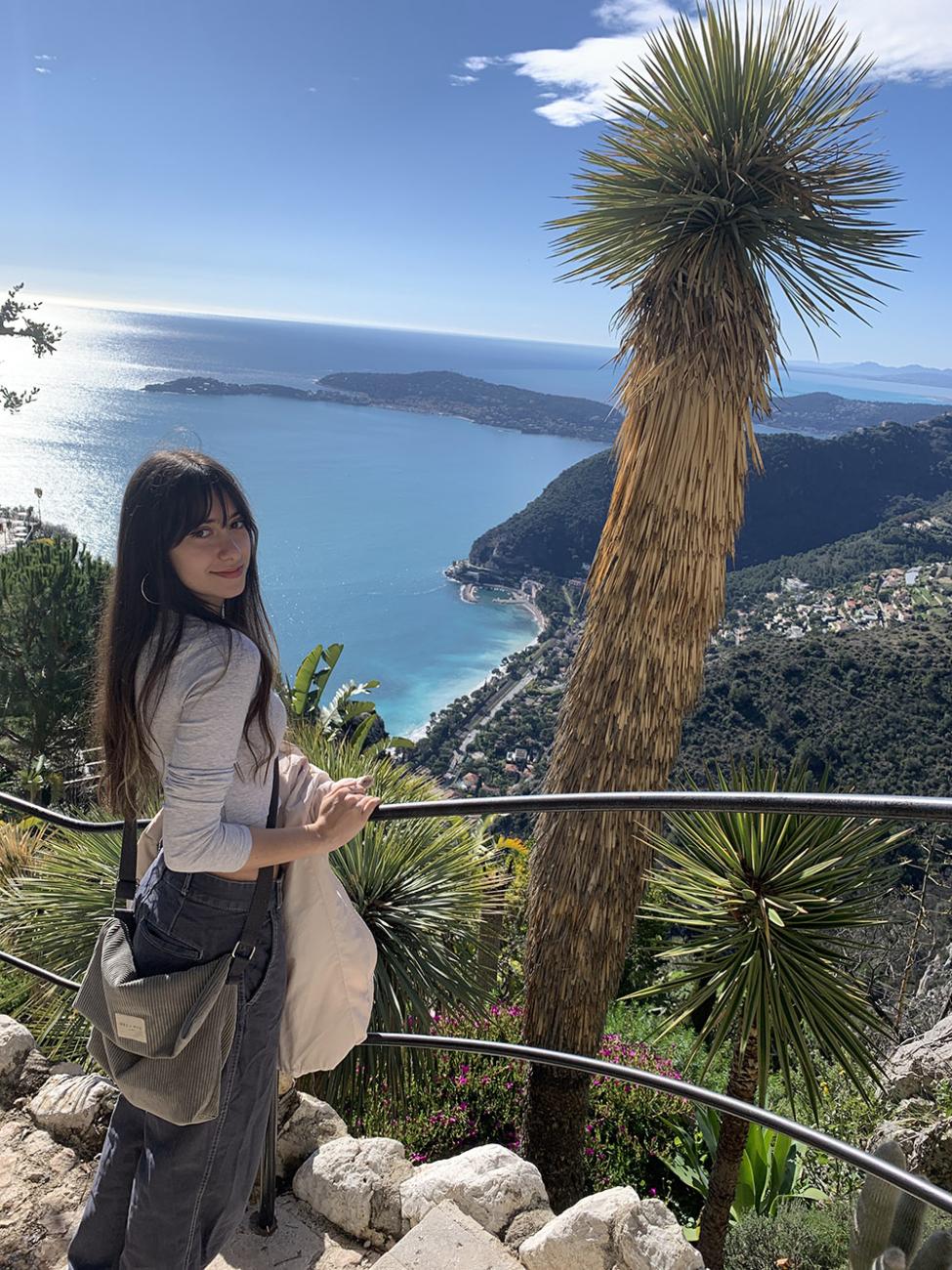 Spanish Language Resident Isabel Seijas Diéguez with ocean in background