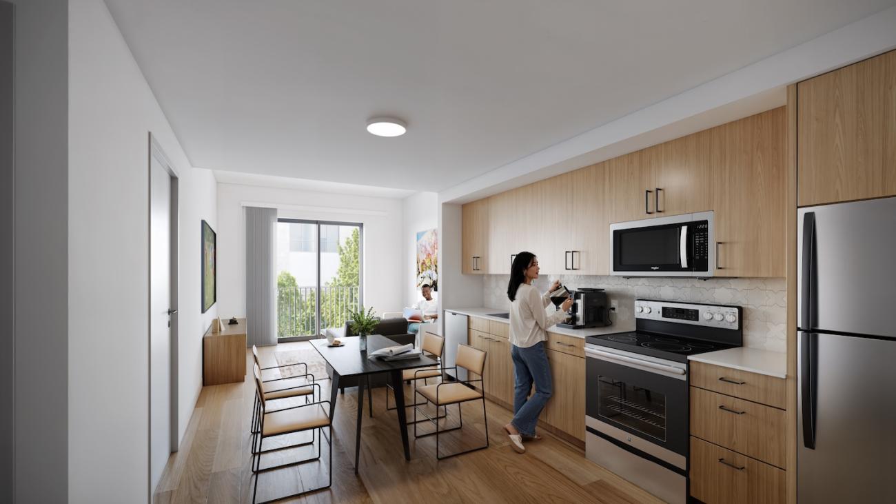 Rendering of a student apartment in CGE building