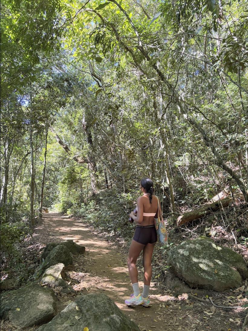 A woman in a forest