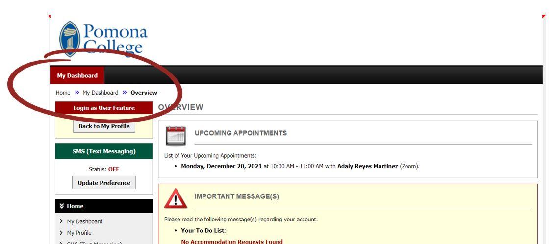 ARS - request your accommodations screenshot of dashboard