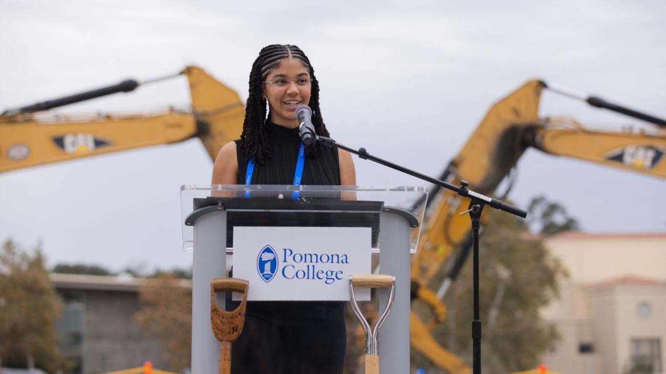 Sarah Owosina '29 speaks at CGE groundbreaking