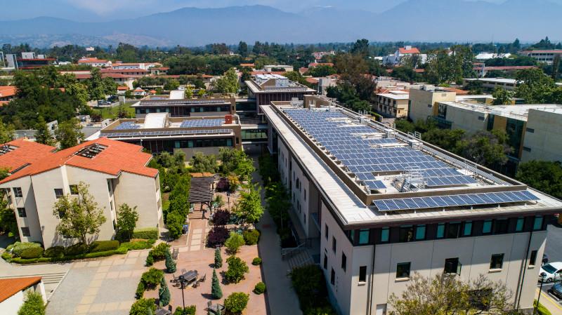Solar panels on Dialynas Hall's rooftop.