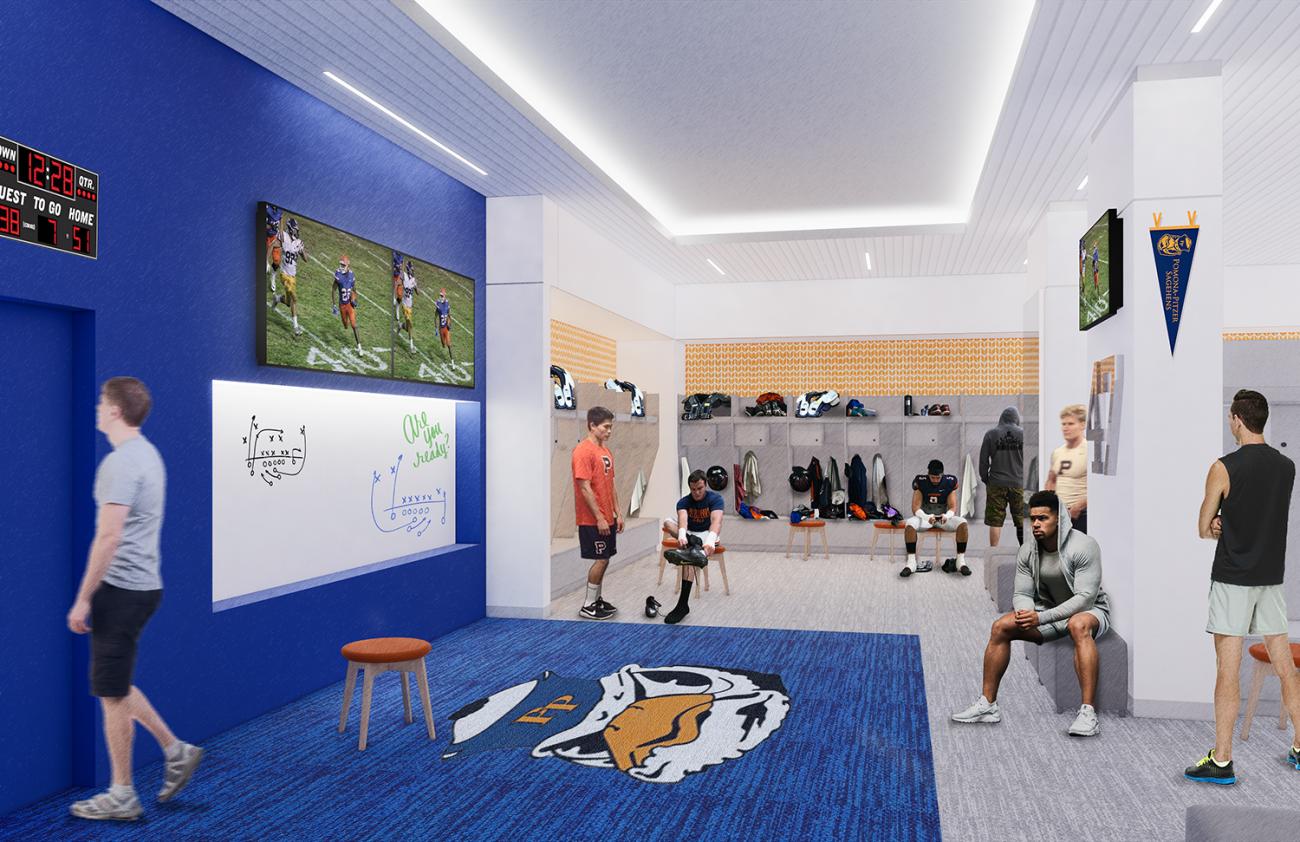 rendering of locker room in planned athletic center