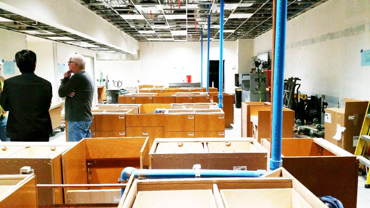 cabinets being added to teaching lab