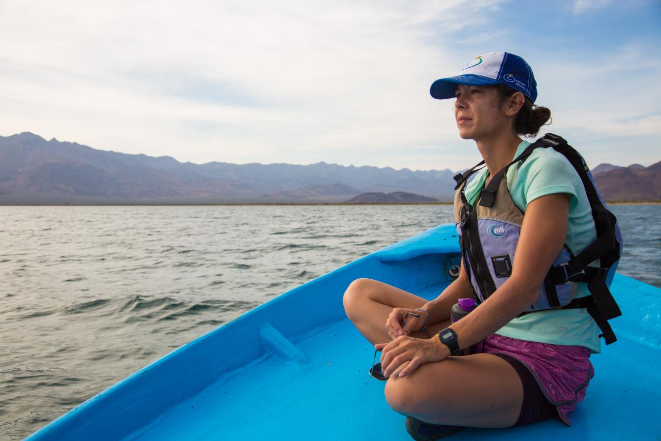 Christina Contreras on a boat on water.