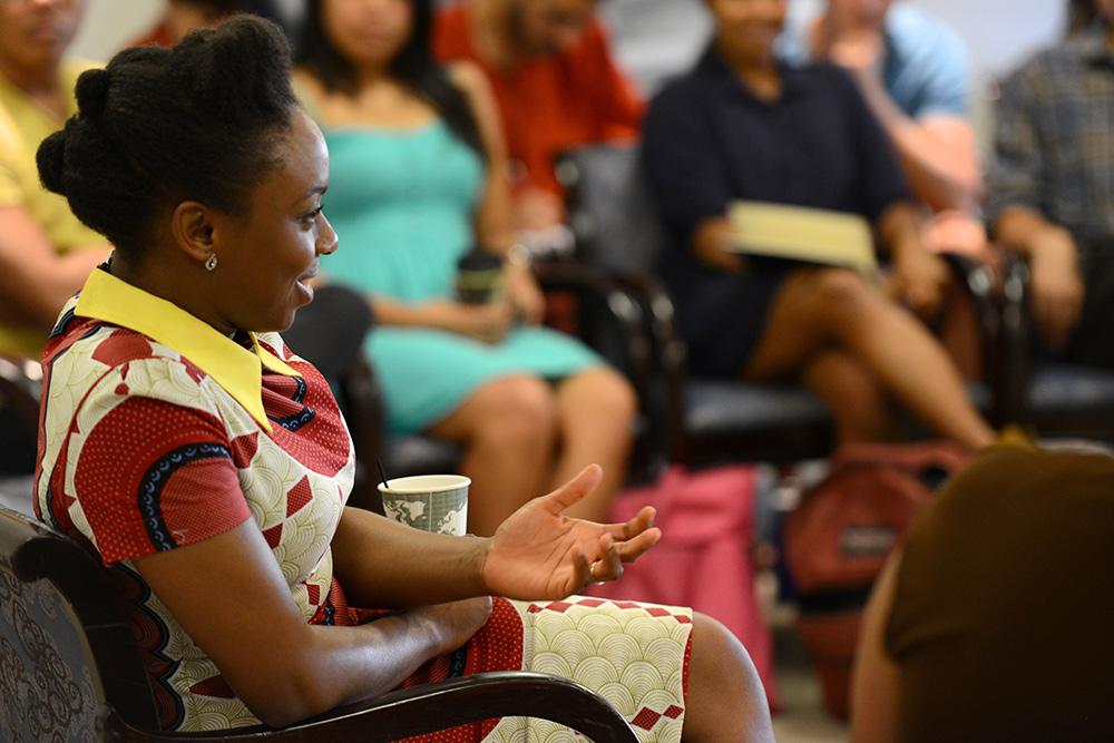 Author Chimimanda Adichie speaking on campus