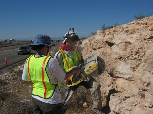 Students performing soil sampling