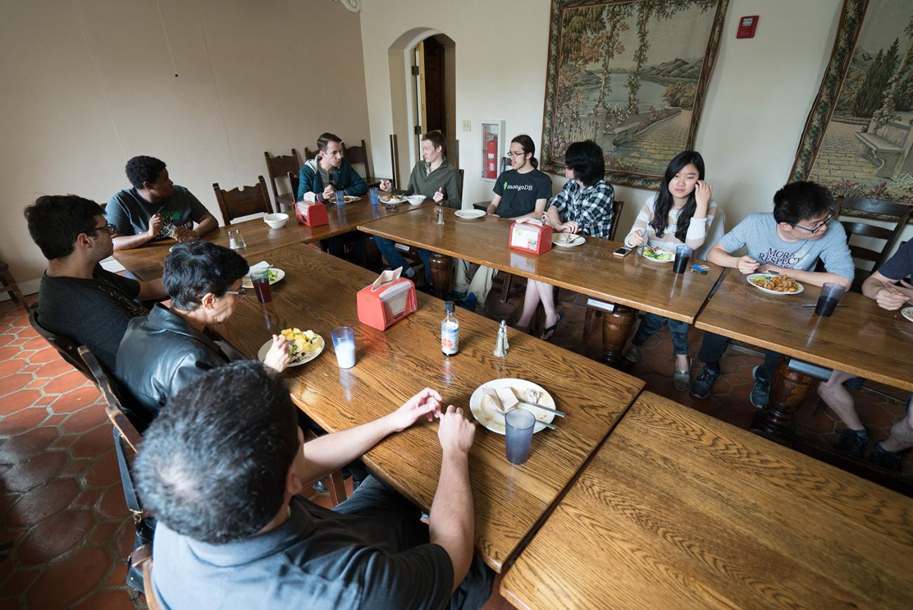 Math students and faculty at lunch