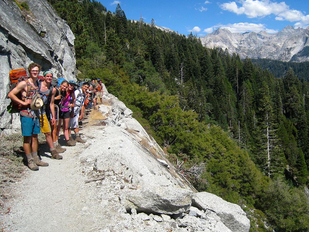 Students hiking on there orientation adventure trip