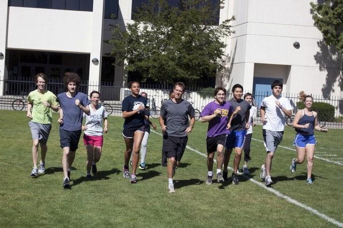 Professor Reynolds leads Running/Jogging class through an interval training work-out