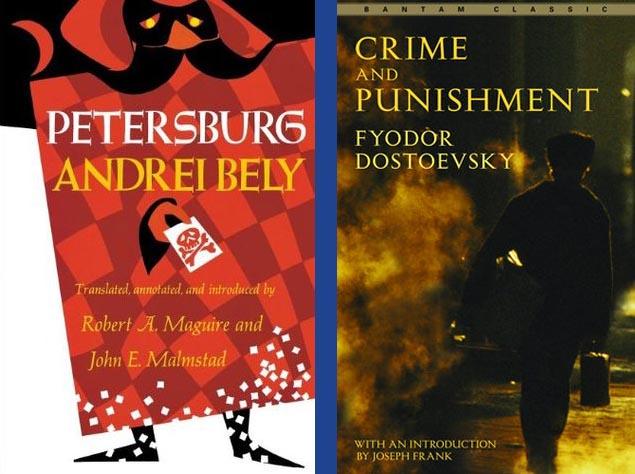 Book covers of Petersburg and Crime and Punishment