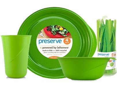Reusable plate, cup, bowl, and utensils.