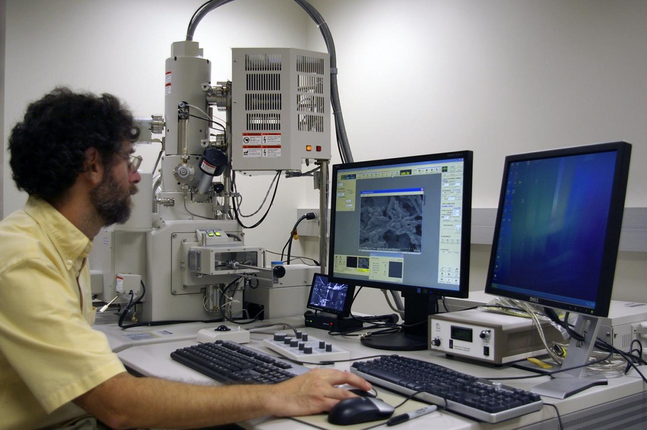 Dr. Tanenbaum works on the SEM