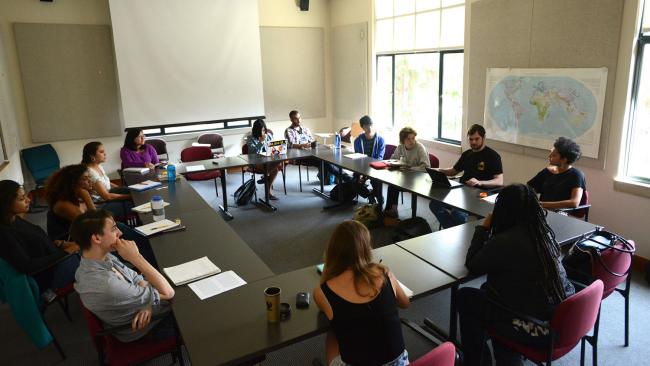 Professor Valerie Thomas and students in class