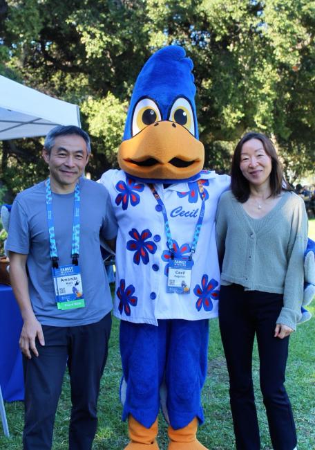A mascot with parents