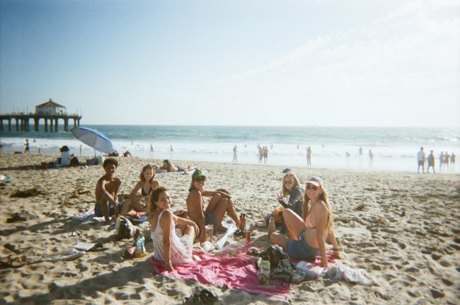 A group of people on the beach
