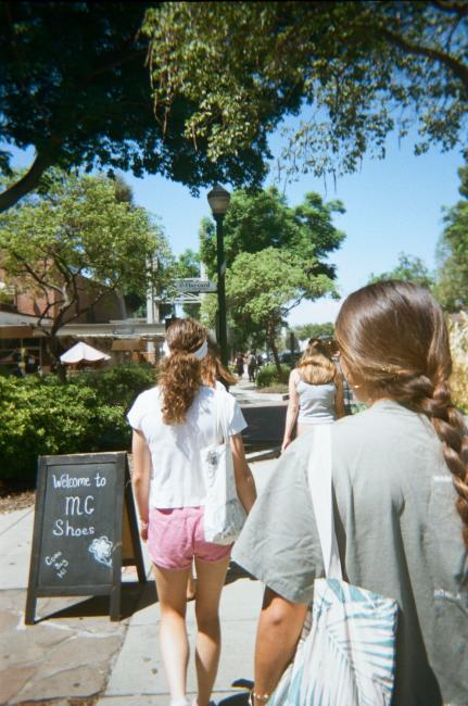 Students walk around campus