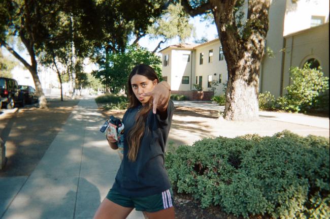 A woman on campus