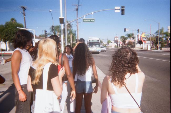 Students wait for the bus
