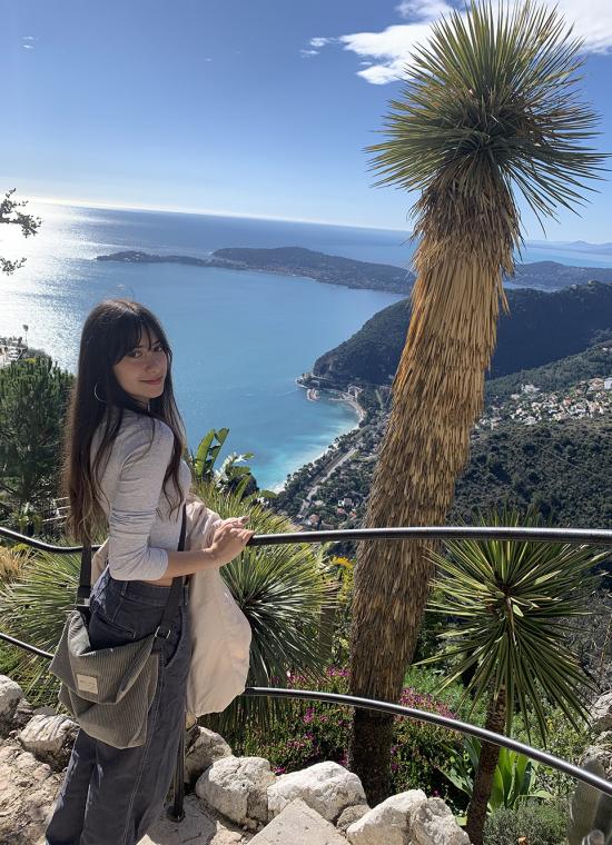 Spanish Language Resident Isabel Seijas Diéguez with ocean in background