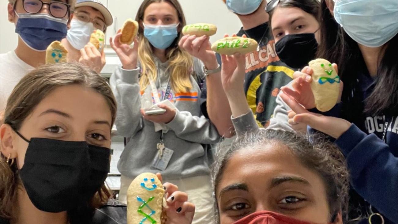 Philosophy 2 students take a study break and bake bread