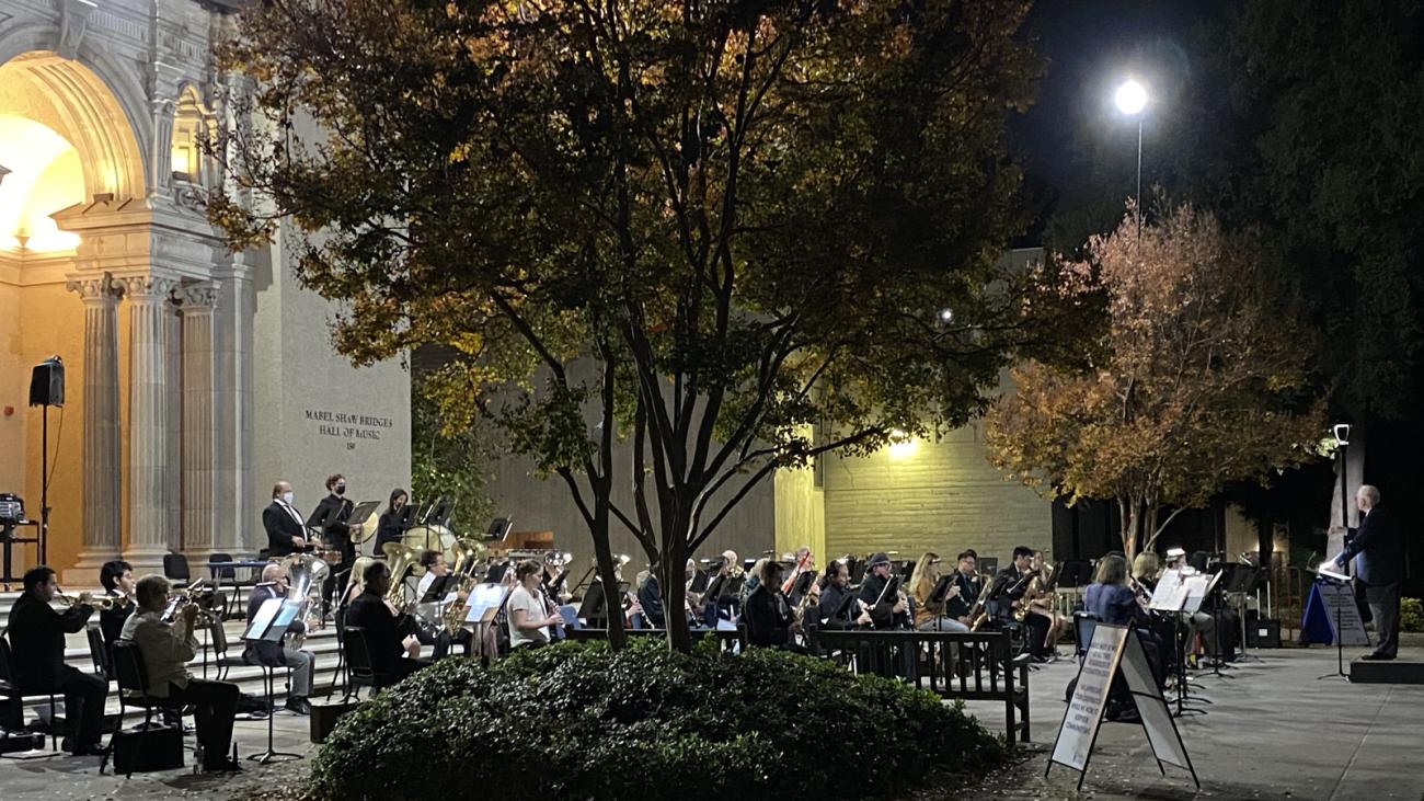 Pomona College Band outside