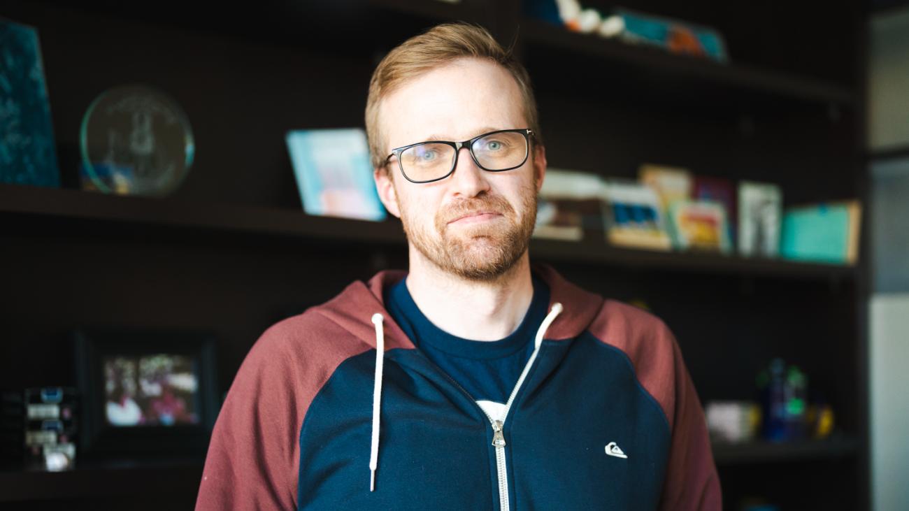 Professor David Kauchak in his office