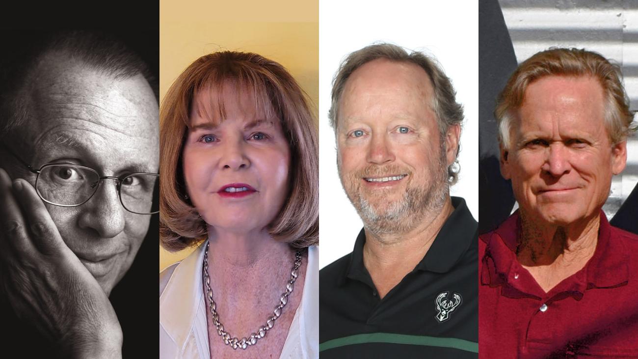 Four headshots of Pomona College alumni recognized with Blaisdell Awards