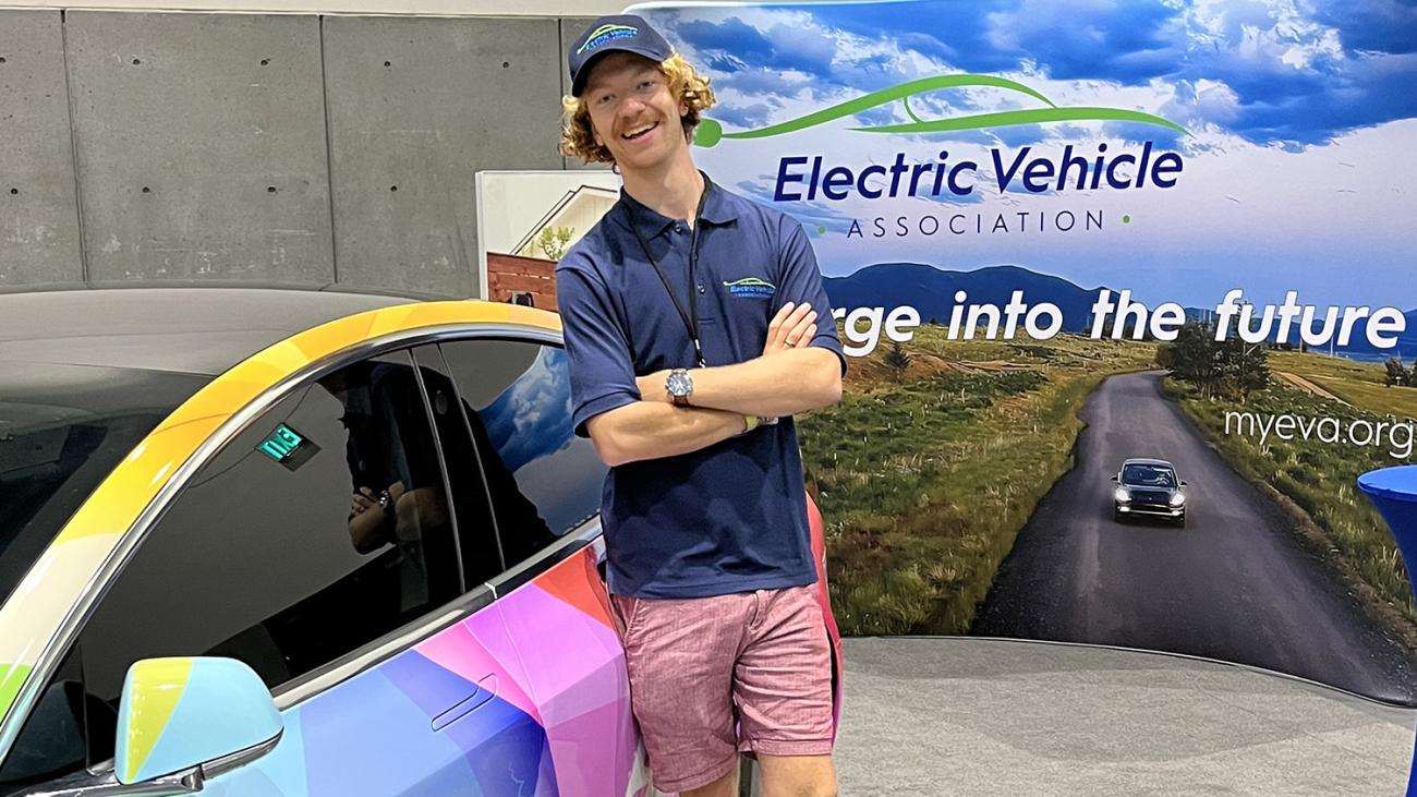Russell Corbin at electric vehicle show