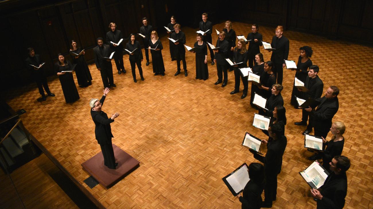 Donna De Grazie conducting the Glee Club