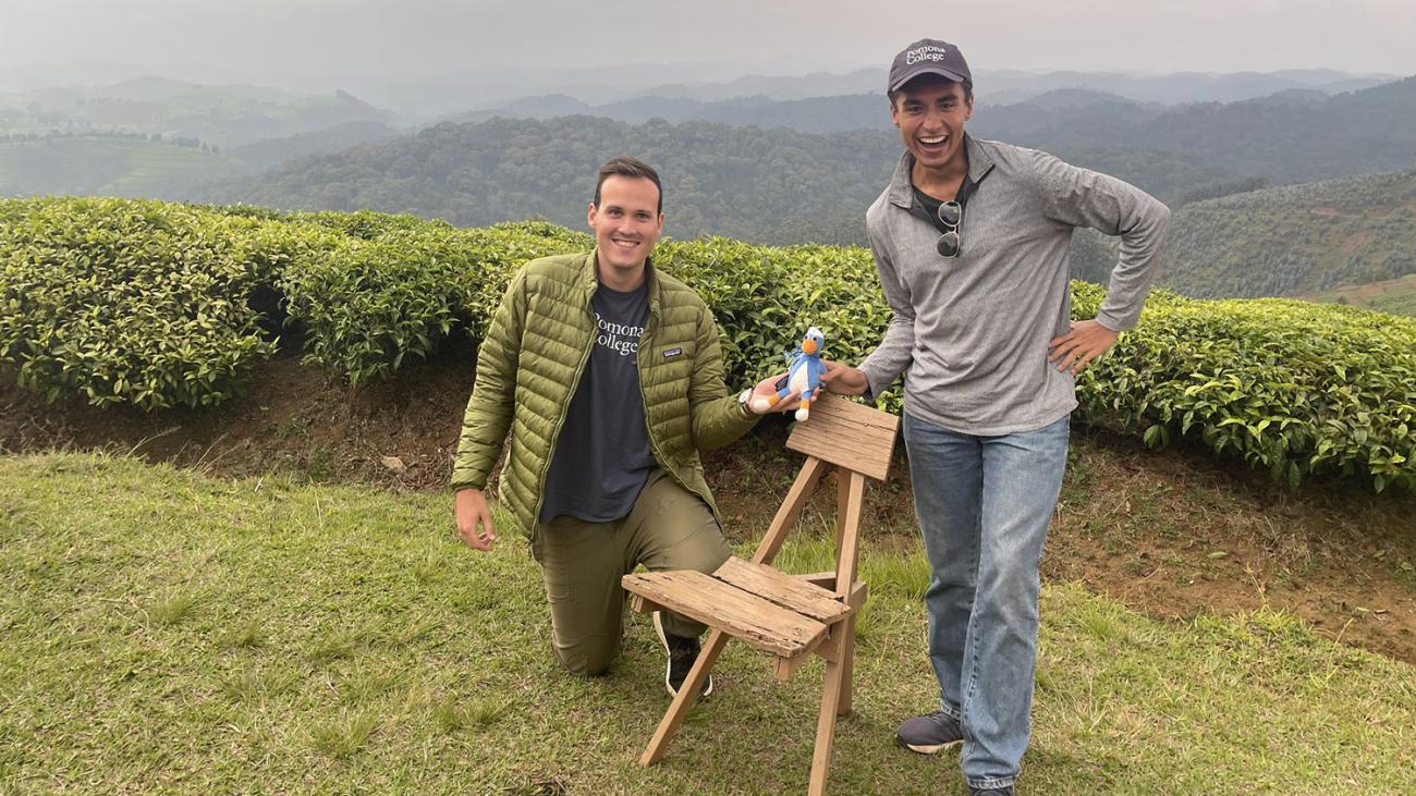 Dave Ruiz and Daniel Harrell outdoors in Rwanda