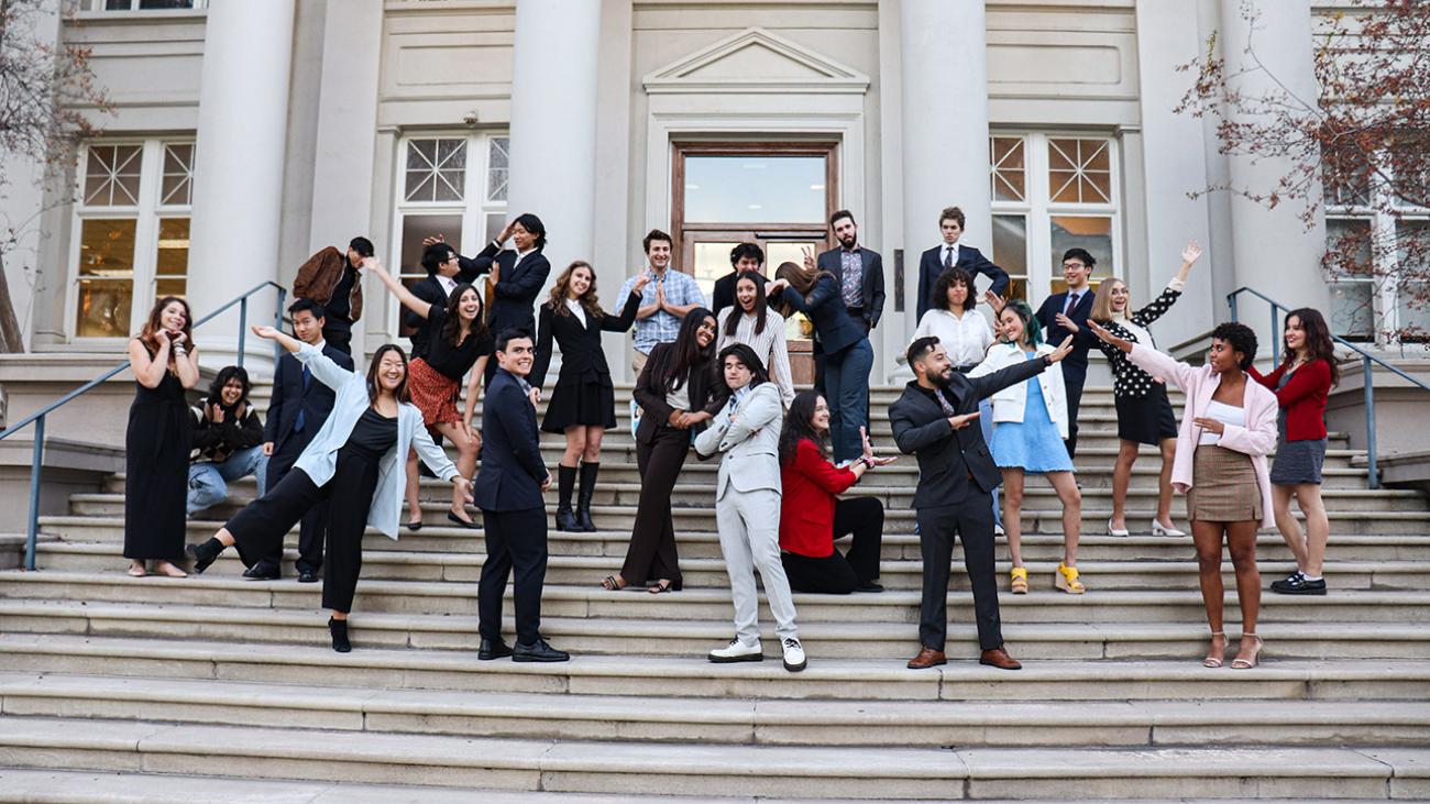 Pomona College Model United Nations team on outside steps of Carnegie Hall