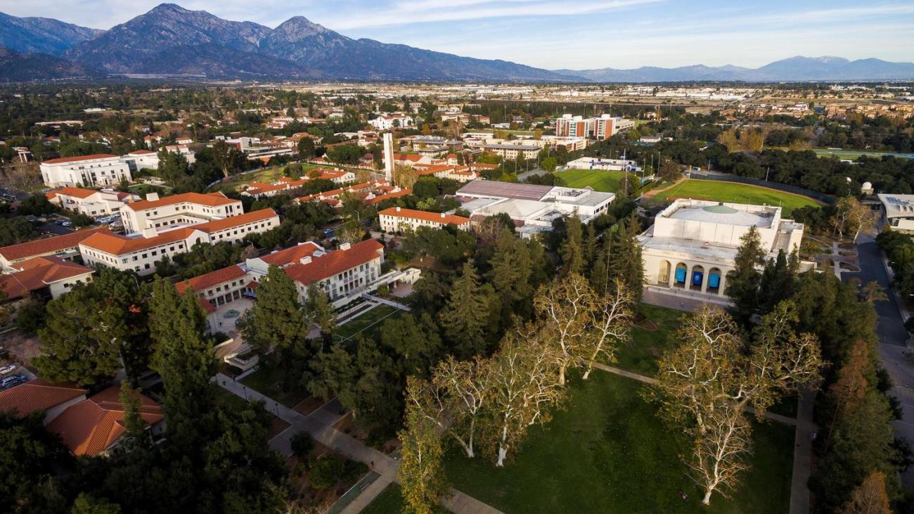 Aerial photo of Pomona College campus