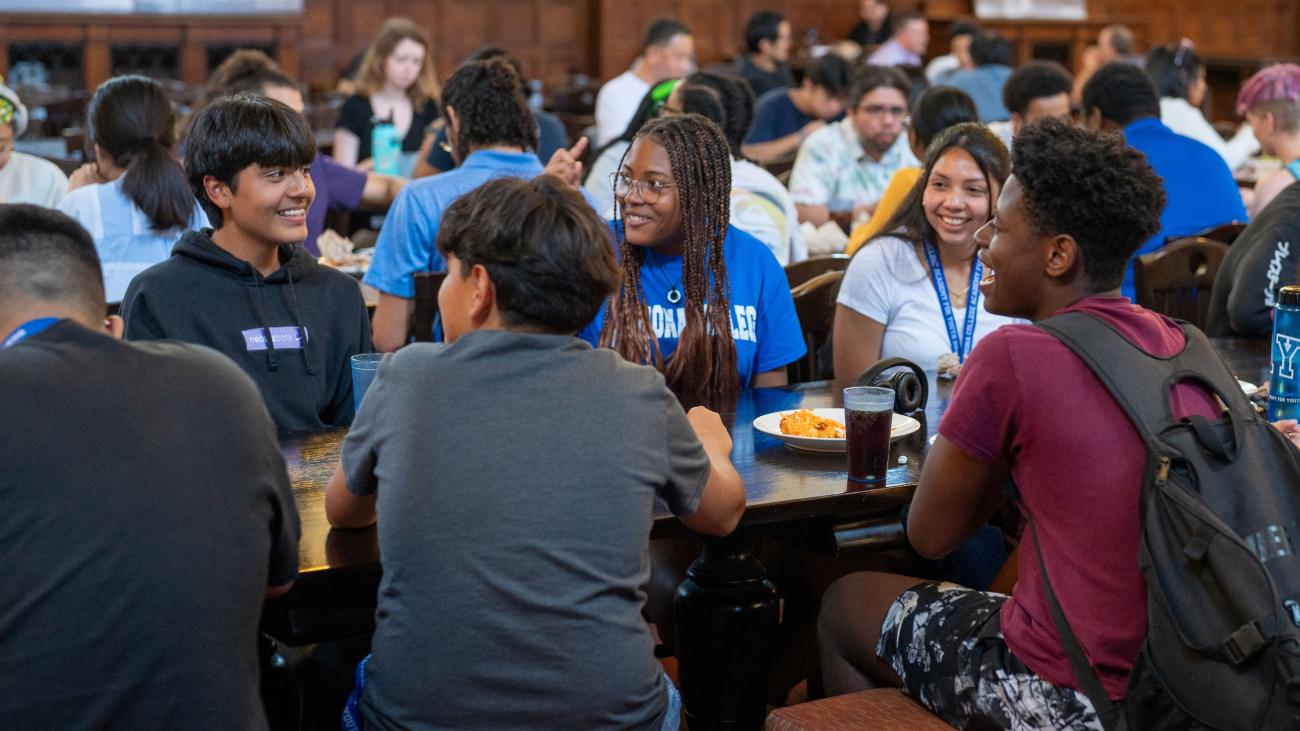 PAYS Scholars having conversations during lunch at Frary Dining Hall.