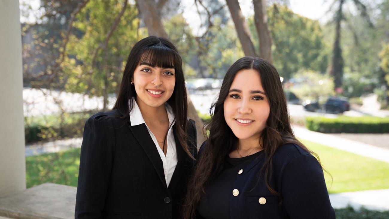 Drea Alonzo, left, and Veronica Banuelos on campus