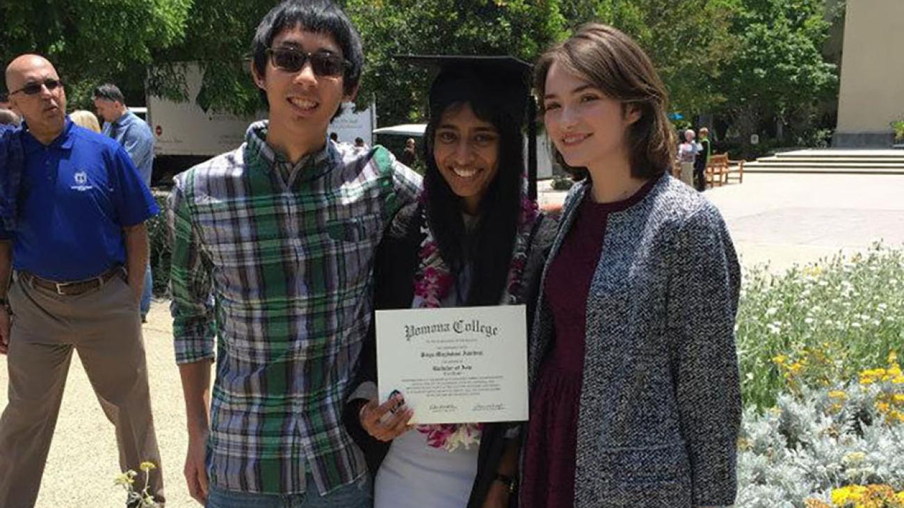 Priya Amritraj poses with friends at graduation