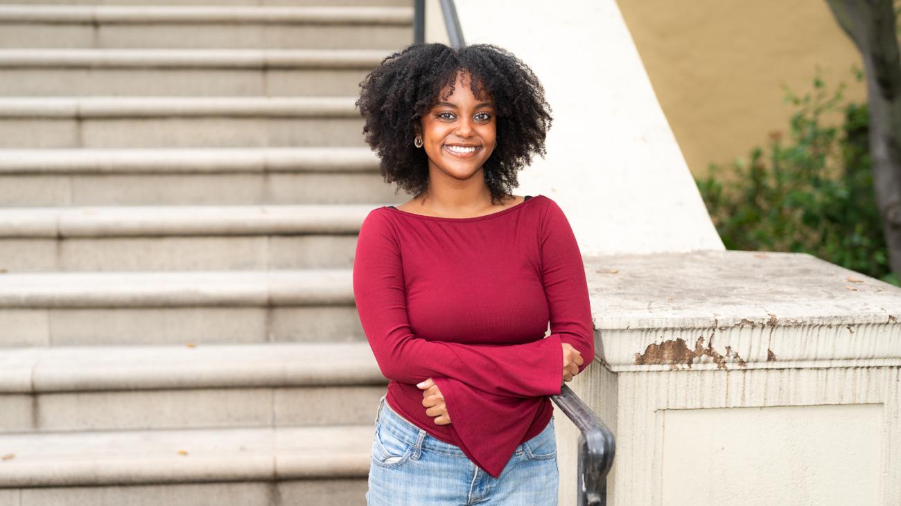 Roofie Konshie '28 on Pomona's campus