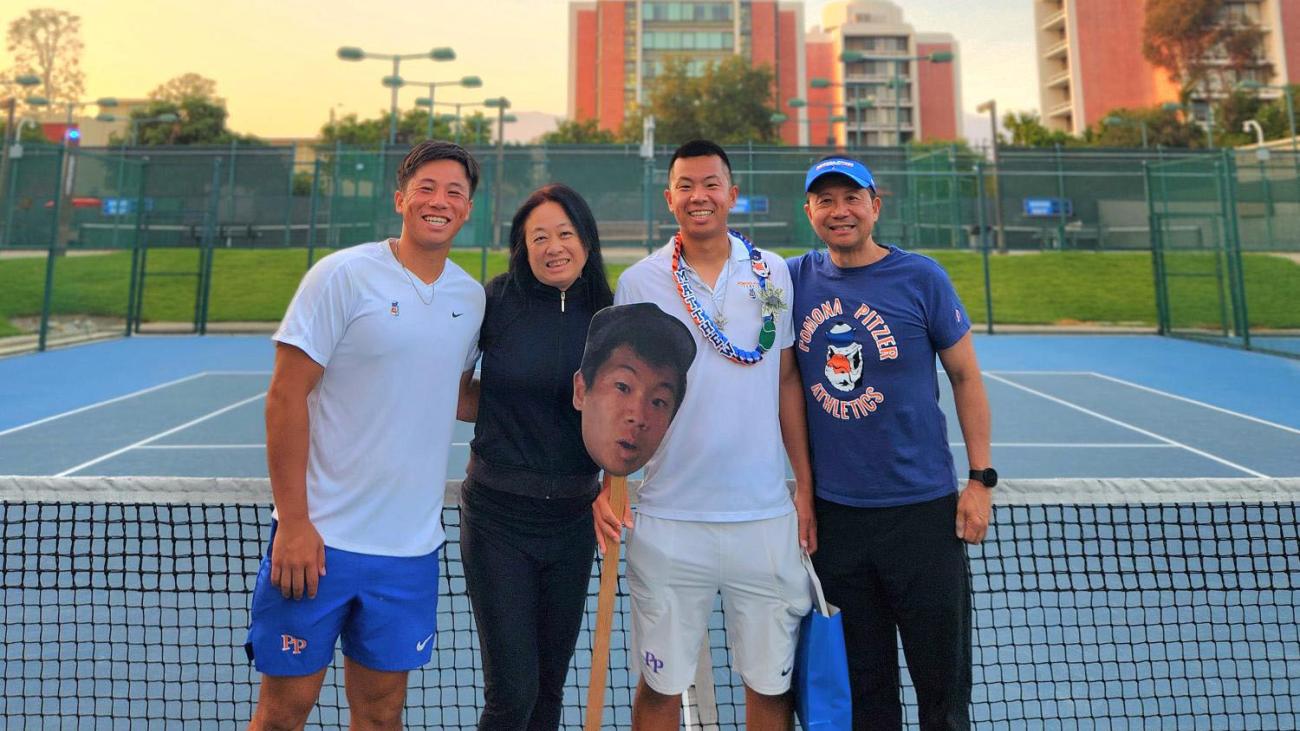 Feng family posing at Matthew's graduation