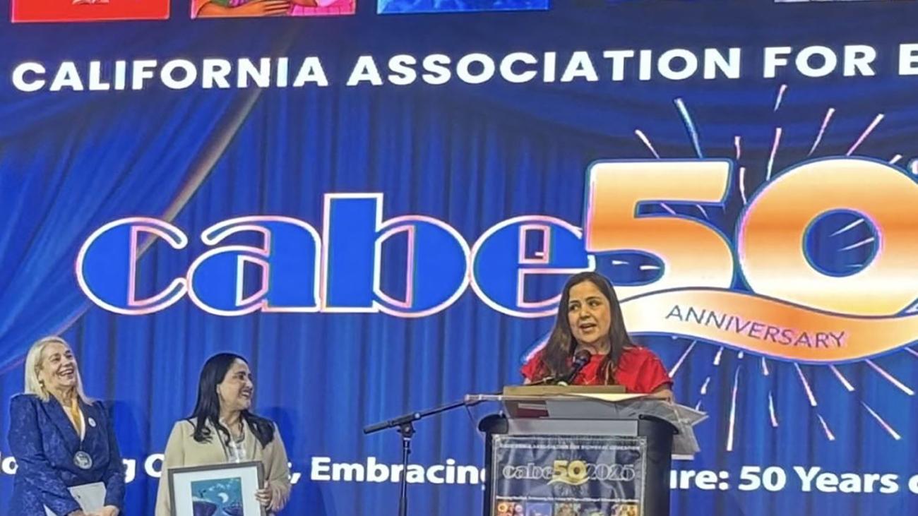 Mireya Jimenez speaking a the CABE awards event