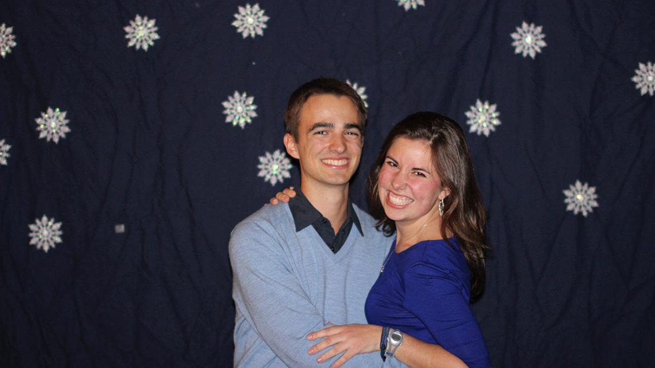 Ashley Simons and fiance pose at Pomona's winter ball