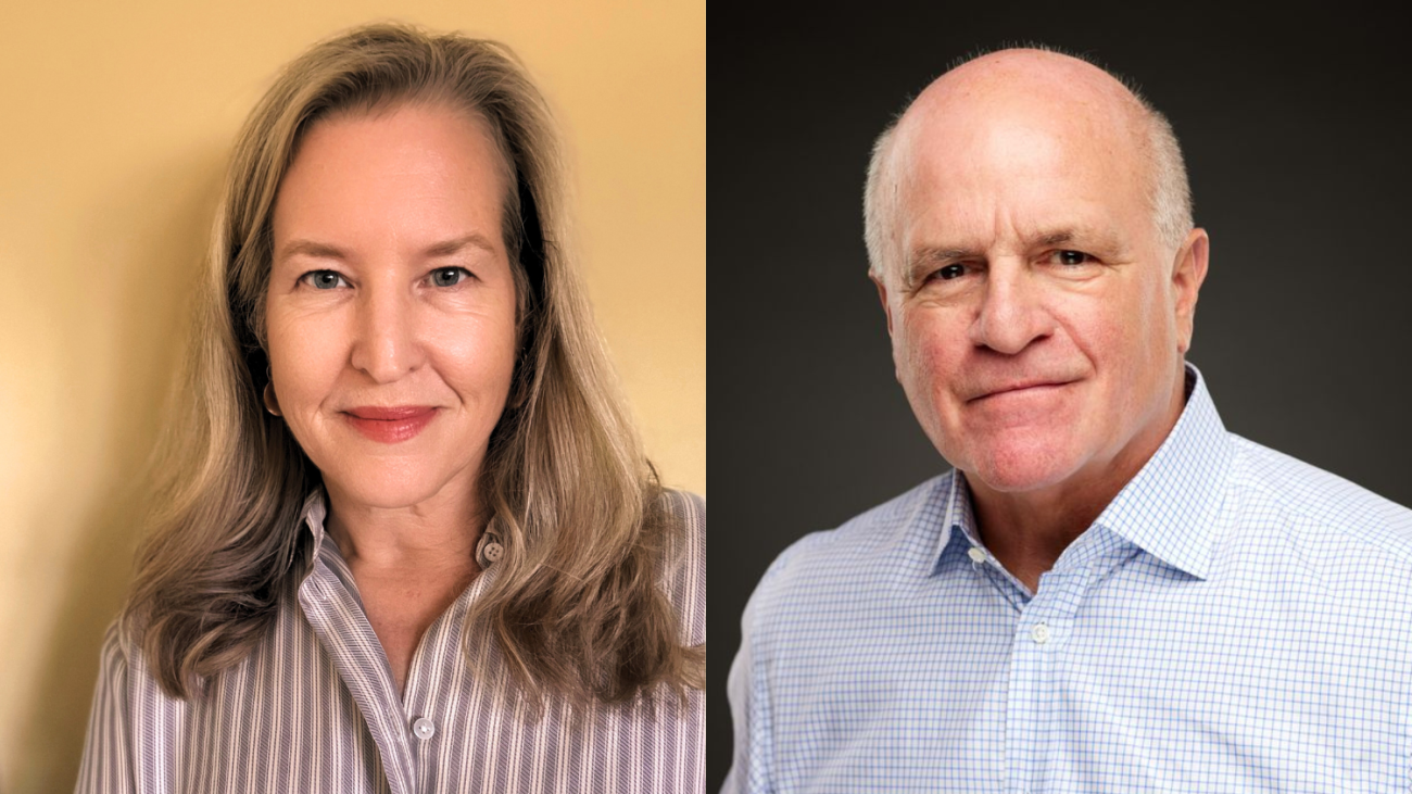 Head and shoulders photos of Evelyn Nussenbaum and Paul Ghaffari