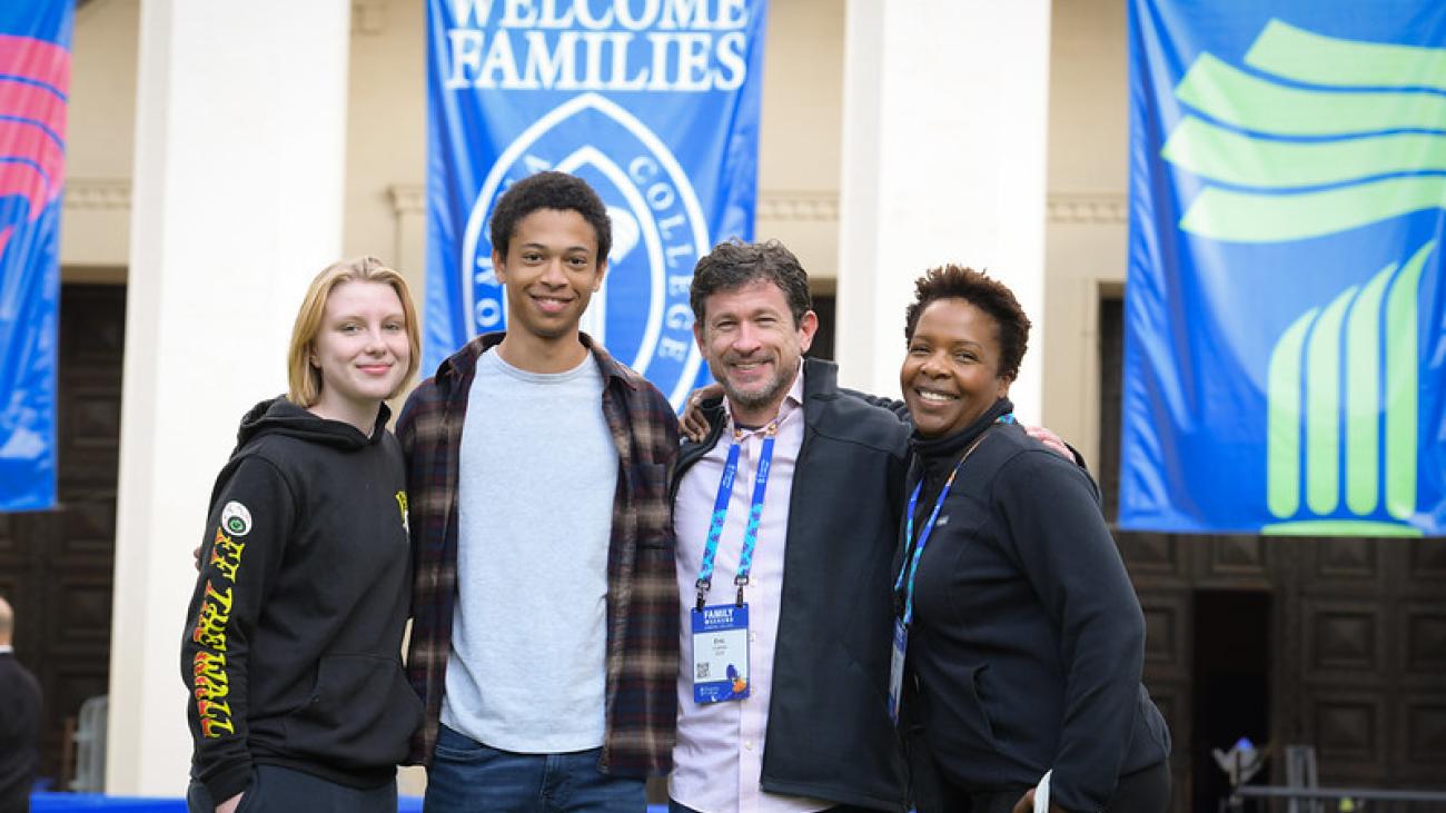 Photo of a family of four in front of Big Bridges