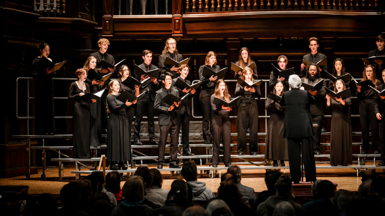 Pomona College Glee Club performs in Bridges Hall of Music