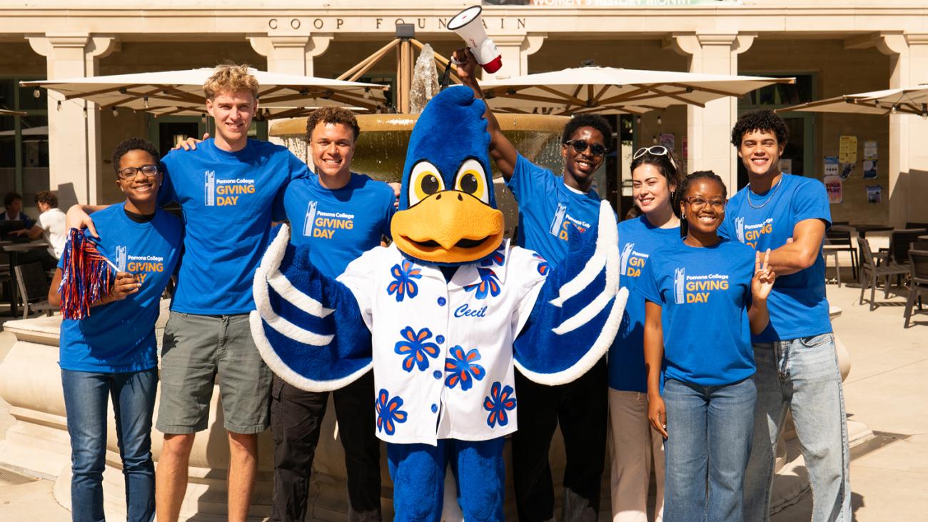 Giving Day 2026 Group Photo Featuring Student Advocates and Cecil Sagehen