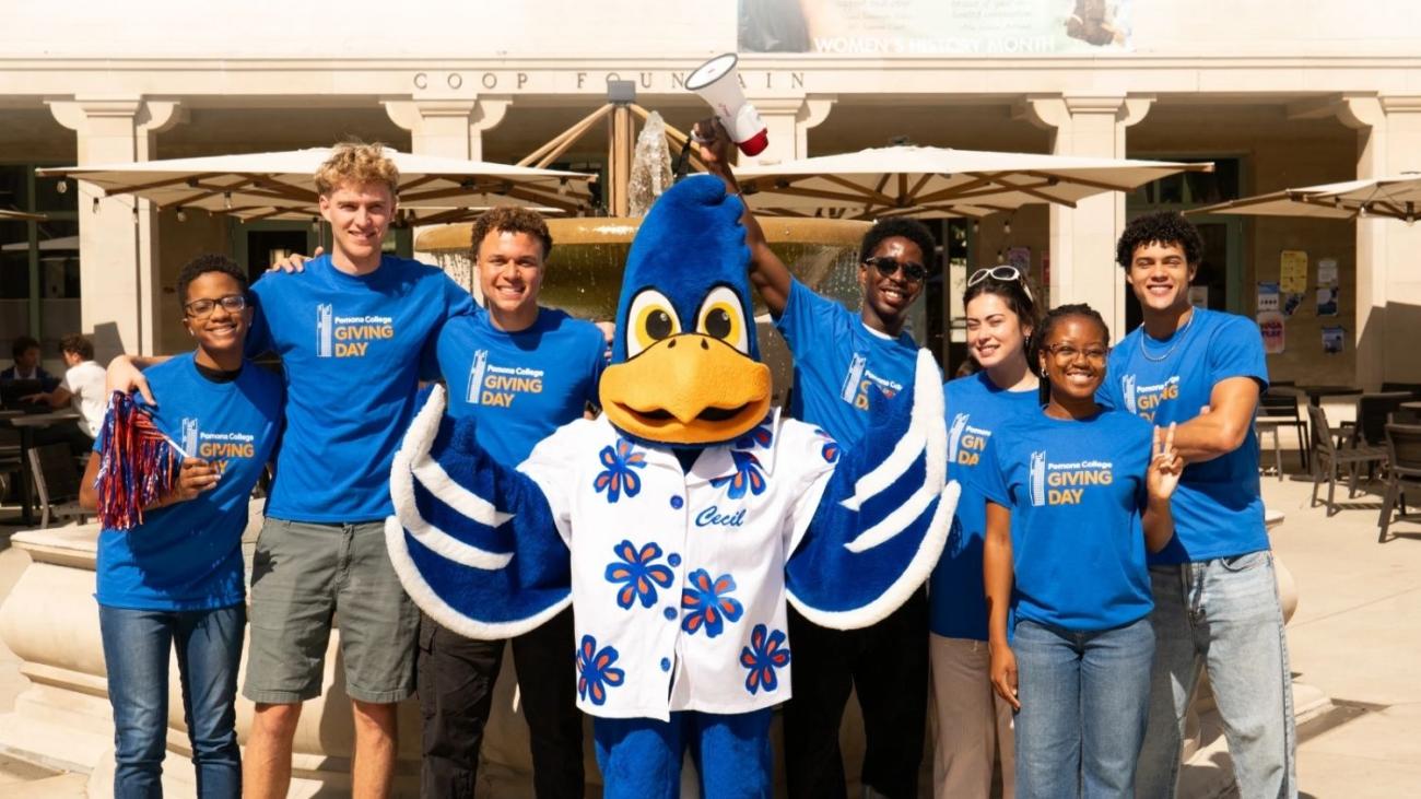 Cecil celebrating with students on Giving Day