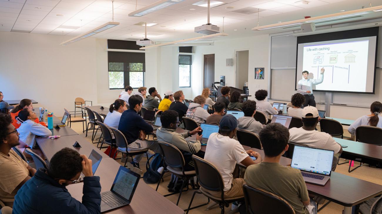 In Edmunds Hall with Prof. Sam Thomas and students