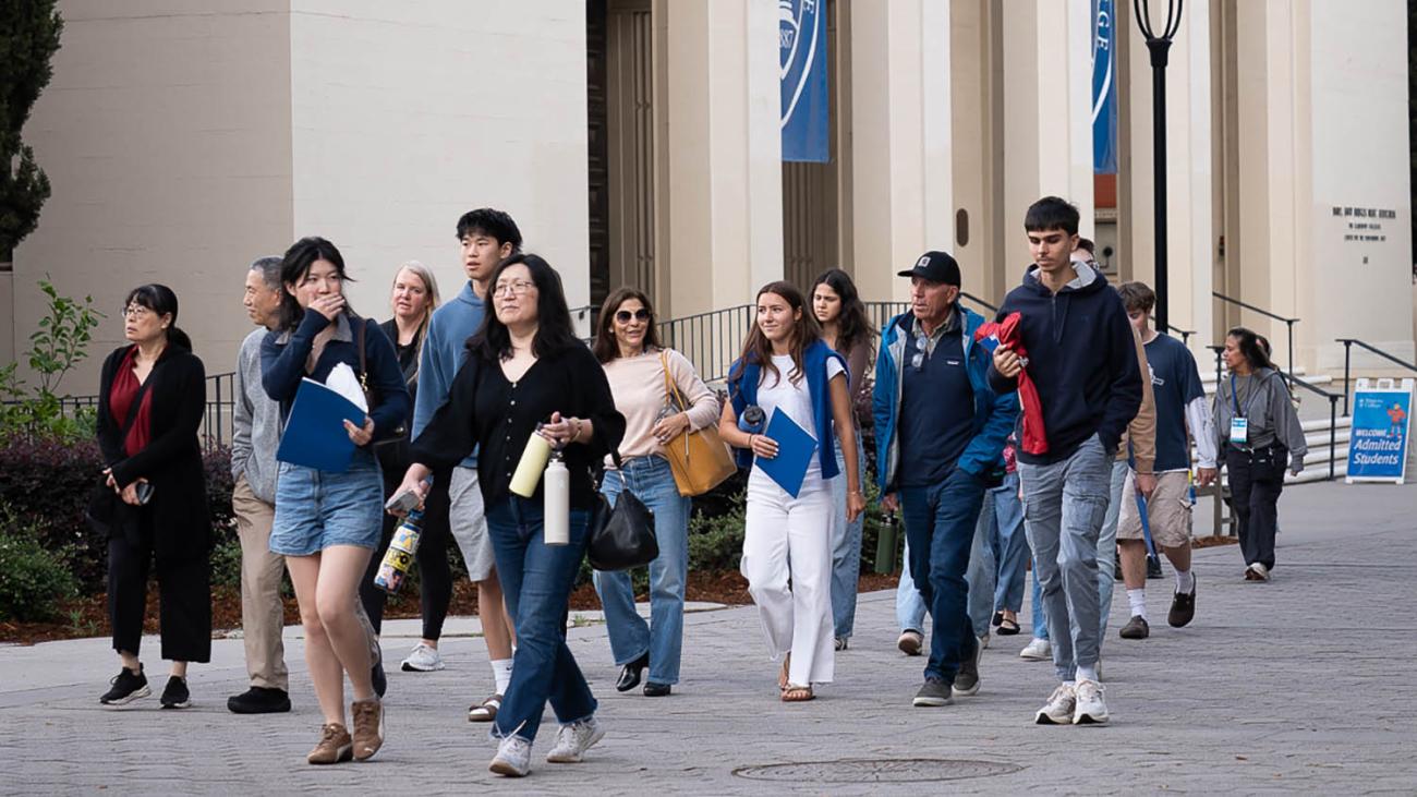 Prospective students and families tour the campus